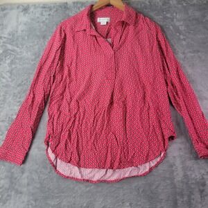 Liz Claiborne Womens Button Front Pink Paisley Print Rayon Long Sleeve Small‎
